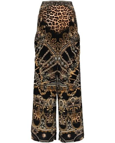 Camilla Pantalon ample à imprimé léopard - Multicolore