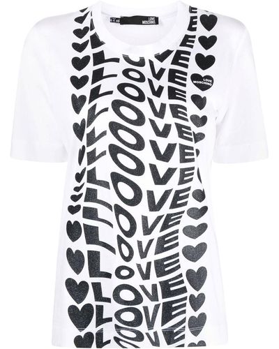 Love Moschino T-shirt Met Logoprint - Wit