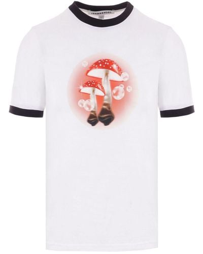 JORDANLUCA Mushroom Print Cotton T-shirt - White