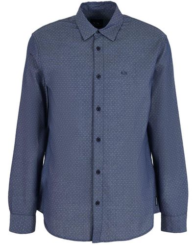 Armani Exchange Overhemd Met Stippen - Blauw