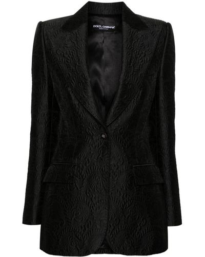 Dolce & Gabbana Floral-jacquard Blazer - Black