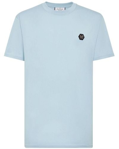Philipp Plein T-shirt en coton à logo imprimé - Bleu