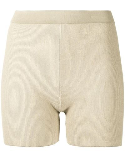 Jacquemus Arancia Ribbed-knit Shorts - Natural