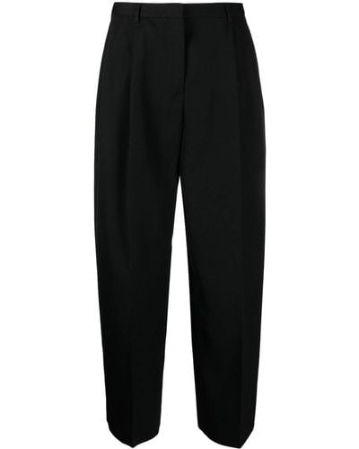 Jil Sander Pleated Cotton-wool Tailored Pants - Black