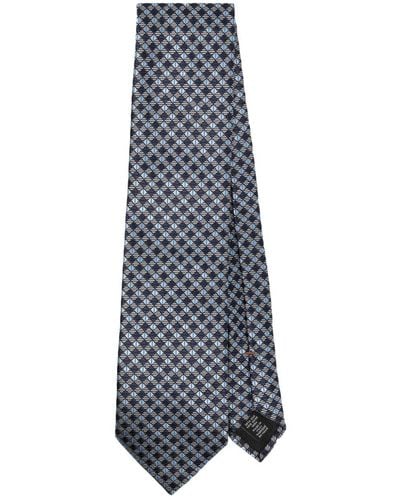 Zegna Check patterned-jacquard silk tie - Weiß