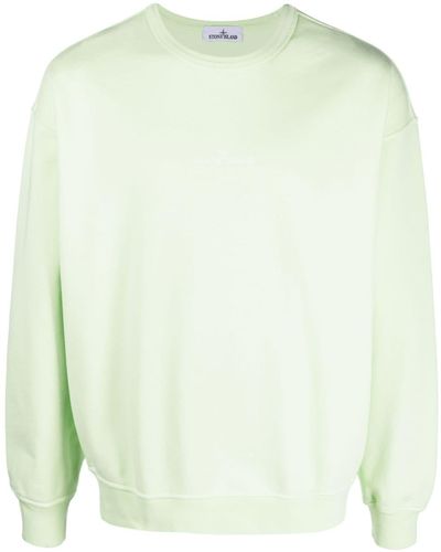 Stone Island Embroidered-logo Cotton Sweatshirt - Green