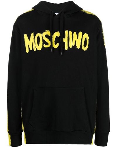 Moschino Logo Print Pullover Hoodie - Black