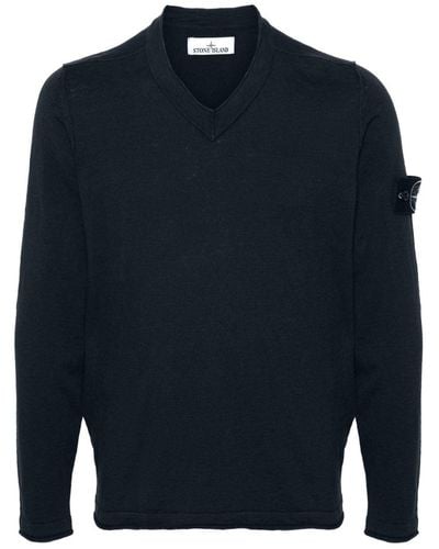 Stone Island Compass-badge Knitted Jumper - Blue