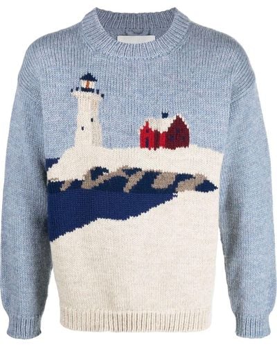 Bode Highland Lighthouse Wool Sweater - Blue