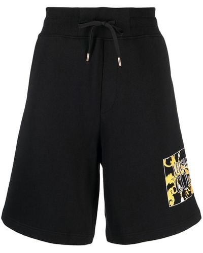 Versace Logo-print Cotton Track Shorts - Black