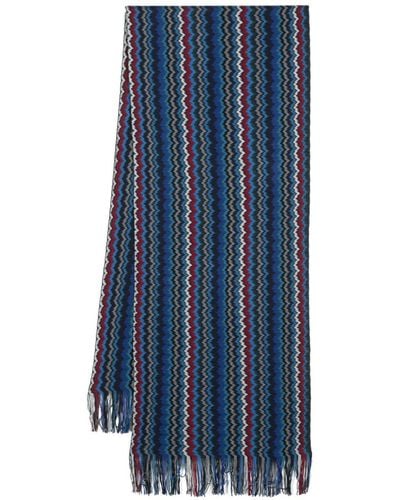 Missoni Écharpe en laine à motif zig-zag - Bleu