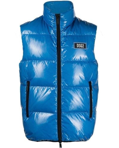 DSquared² Logo Patch Padded Gilet - Blauw