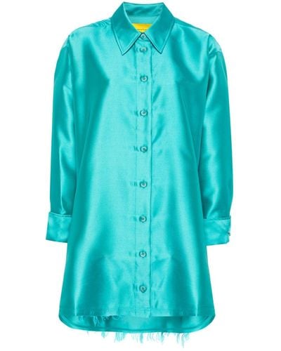 Marques'Almeida Oversized-Hemd aus Satin - Blau
