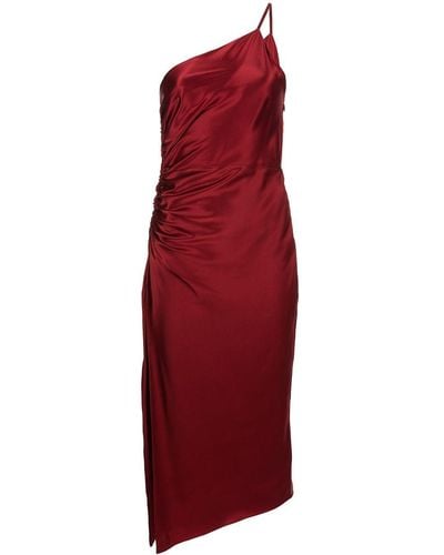 Michelle Mason Seidenkleid mit gerafftem Detail - Rot