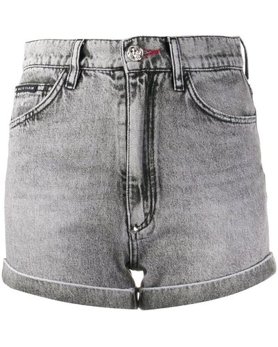Philipp Plein Hot Pants Denim Shorts - Gray