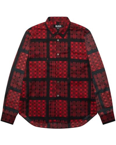 COMME DES GARÇON BLACK Check-print Long-sleeve Shirt - Red