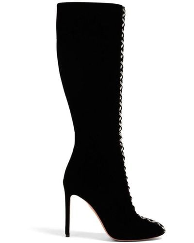 Aquazzura Wild Desire 105mm Velvet Boots - Black