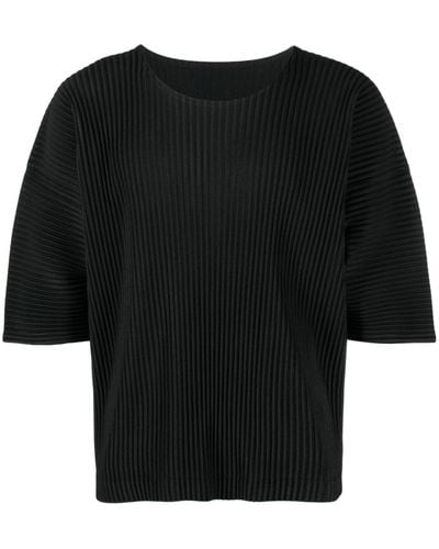 Homme Plissé Issey Miyake T-shirt à design plissé - Noir