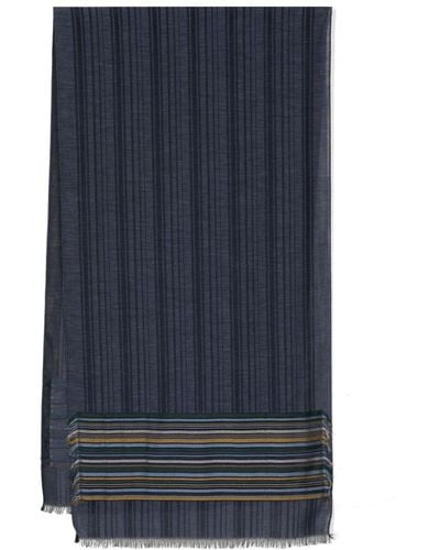 Paul Smith Striped Cotton-blend Scarf - Blue