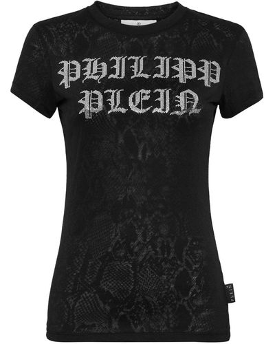 Philipp Plein Crystal-embellished Cotton T-shirt - Black