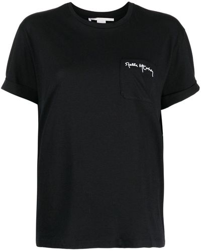 Stella McCartney T-shirt en coton à logo imprimé - Noir