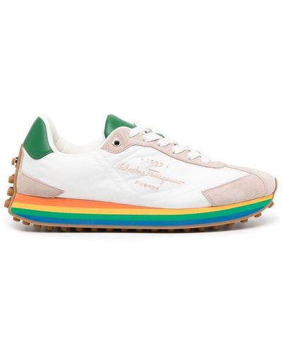 Ferragamo Iggy Rainbow-sole Sneakers - White