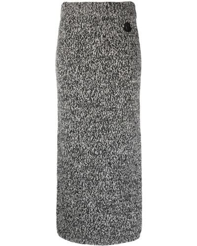Moncler Mouliné Wool Pencil Skirt - Grey