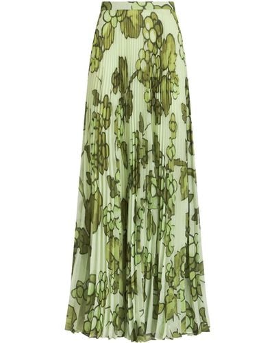 Etro Berry-print Pleated Maxi Skirt - Green