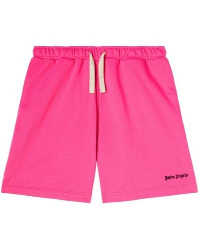 Palm Angels Pantalones cortos de chándal con logo bordado - Rosa
