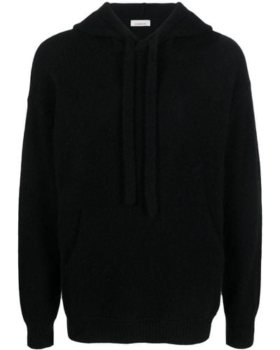 Laneus Drawstring-hood Knitted Sweater - Black