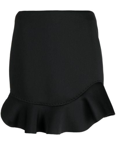 Cynthia Rowley Minifalda de talle alto con volantes - Negro
