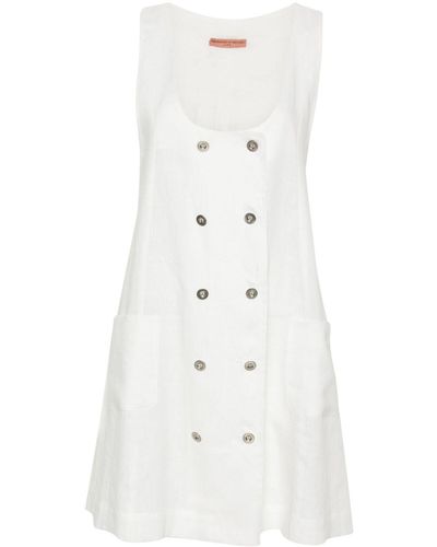 Ermanno Scervino Double-breasted Linen Mini Dress - White