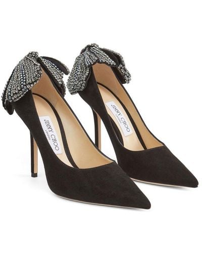 Jimmy Choo Love 100 Crystal-embellished Bow Pumps - White