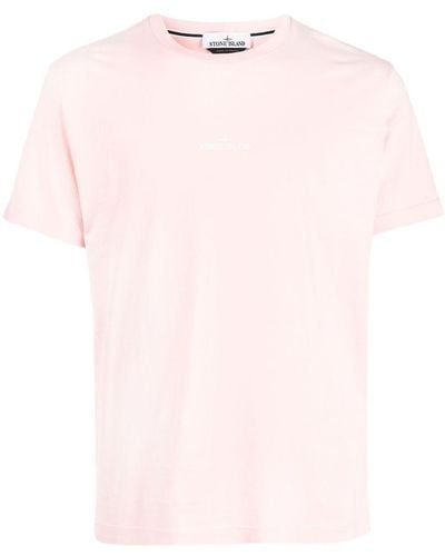 Stone Island T-shirt Met Logoprint - Roze