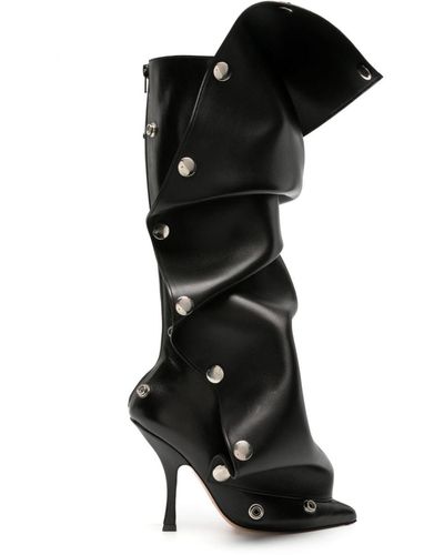 Y. Project 110mm Press-stud Leather Knee Boots - Black