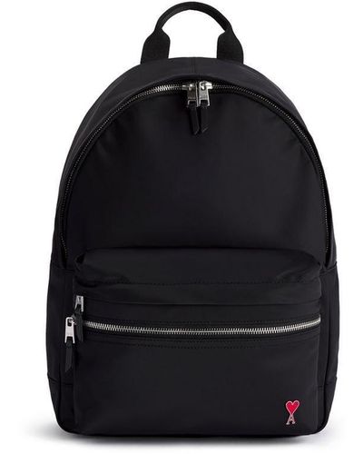 Ami Paris Ami De Coeur Nylon Backpack - Black