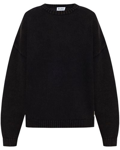 Etudes Studio Logo-appliqué Cotton Sweater - Black