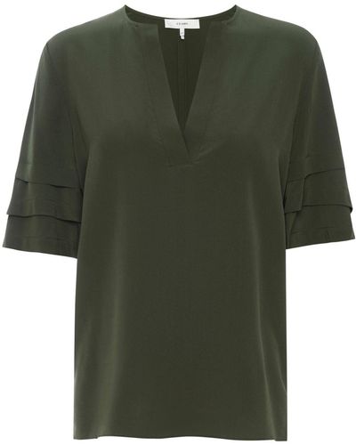 FRAME Recycled Polyester Ruffled Blouse - Green