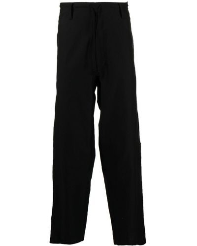Yohji Yamamoto Pantalones rectos con cordones - Negro