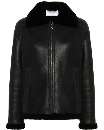 Forte Shearling-trim Leather Jacket - Black