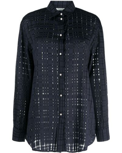 DURAZZI MILANO See-through Check-pattern Shirt - Black