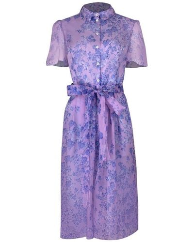 Carolina Herrera Floral-print Silk Midi Dress - Purple