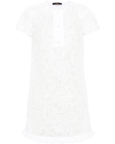 Twin Set Floral-embroidery Organza Mini Dress - White