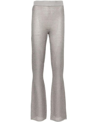 Remain Metallic Striped Flared Pants - Grey