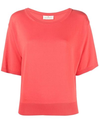 Bruno Manetti Fine-knit Short-sleeves Top - Pink