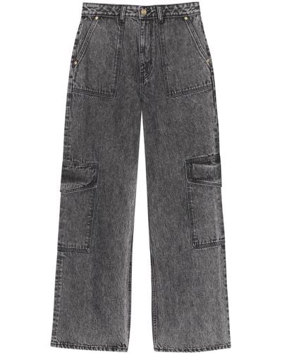 Ganni Mid-rise wide-leg jeans - Grigio