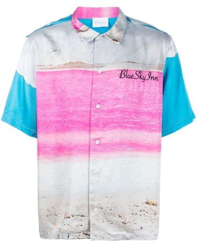 BLUE SKY INN アブストラクトパターン ショートスリーブシャツ - ピンク