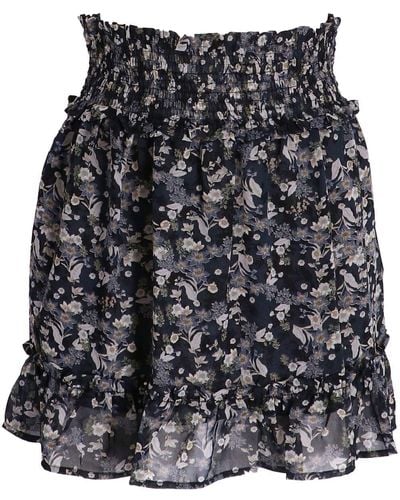 DKNY Floral-print Ruffle Mini Skirt - Black