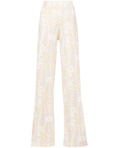 Patrizia Pepe Abstract-print Straight Trousers - White