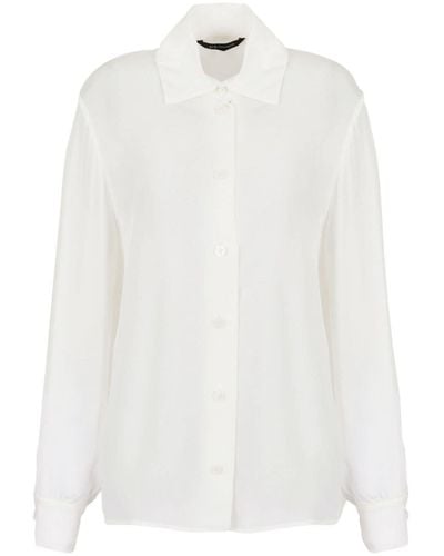 Armani Exchange Semi-sheer Crepe Shirt - White